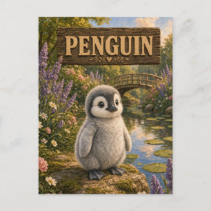 Cartão Postal Livro de Histórias de Bebê Penguim Fofinho Berçári