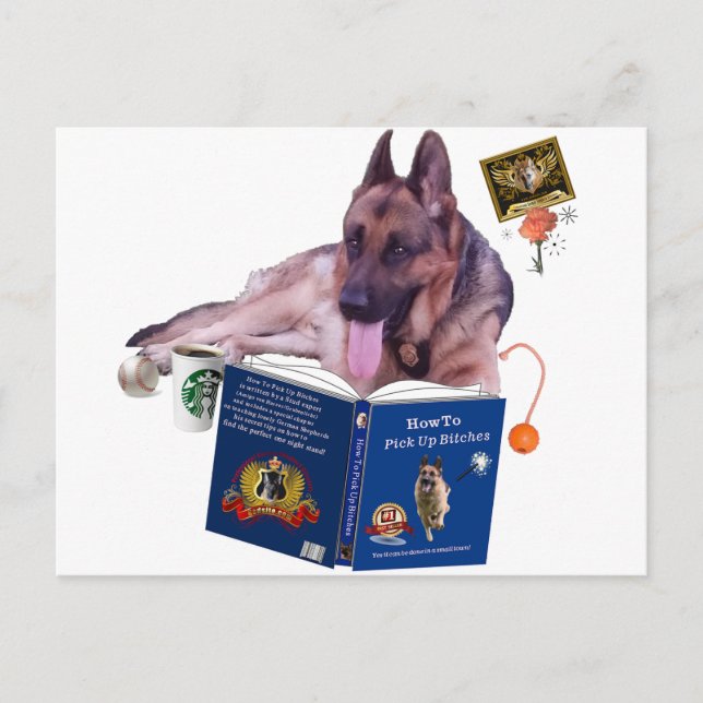 Cartão Postal Livro de Leitura do german shepherd (Frente)