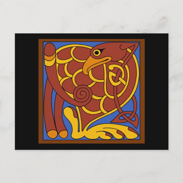 Cartão Postal Livro De Pássaro Medieval Do Nó Celta Kells (Frente)