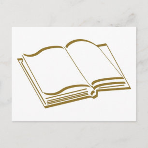 Cartão Postal Livro em Branco de Linha Caligráfica Marrom