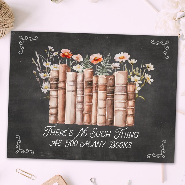 Cartão Postal Livros com Flores e Citação em Quadro Negro (in situ)