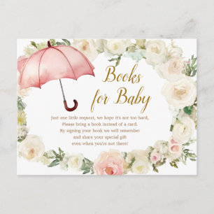 Cartão Postal Livros de Guarda-Chuva Floral Rosa Branco para Beb