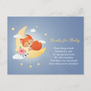Cartão Postal Livros do adorável pequeno raposo na lua para bebê