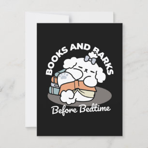 Cartão Postal Livros e Latidos - Design de Leitura de Cachorro S