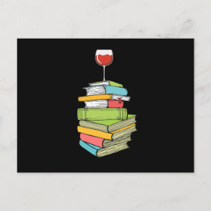 Cartão Postal Livros E Vinho Adoro Ler Livros