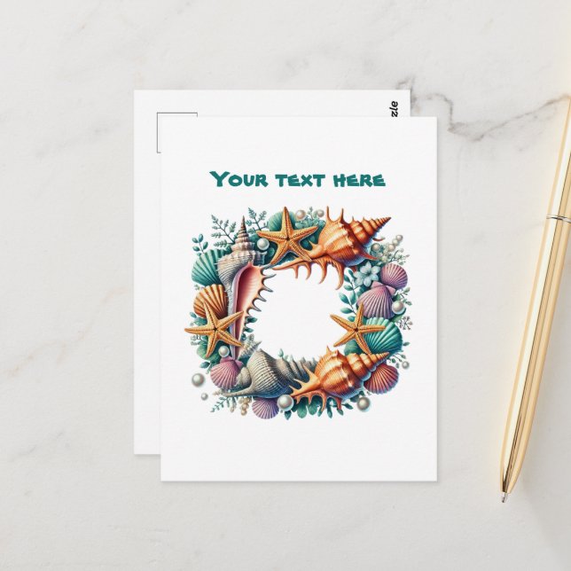 Cartão Postal Lixeira da praia, bonita de costela, personalizáve (Frente/Verso In Situ)