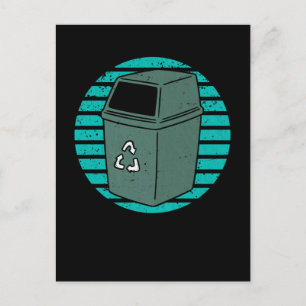 Cartão Postal Lixeira de Lixo Reciclagem Retro