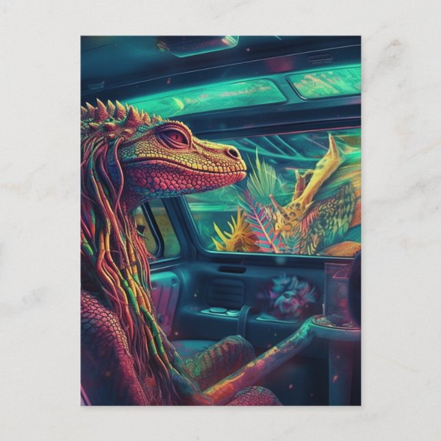 Cartão Postal Lizard numa Van (Frente)