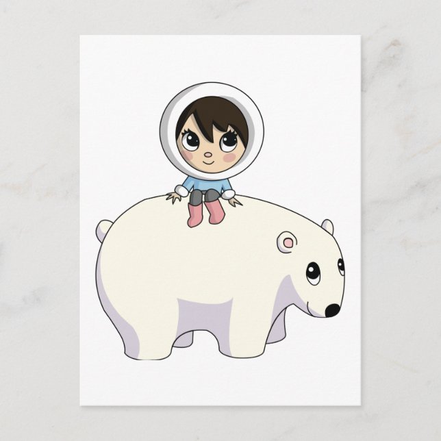 Cartão Postal Lizzy e Glacé o Urso Polar (Frente)