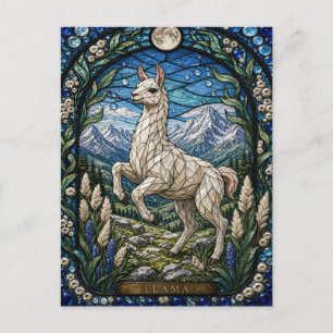Cartão Postal Llama / Alpaca Planalto Alto Vidro Pintado Illumin