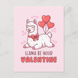 Cartão Postal Llama Be Your Valentine - Cute Llama Valentine Pun