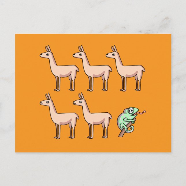 Cartão Postal Llama Chameleon Folheto (Frente)