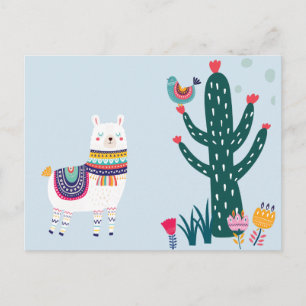 Cartão Postal Llama Cute