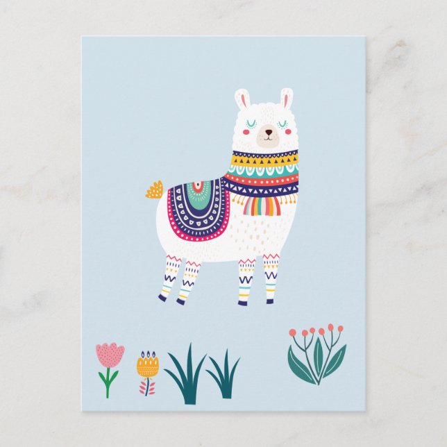 Cartão Postal Llama Cute (Frente)