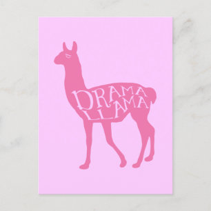 Cartão Postal Llama de Drama Rosa