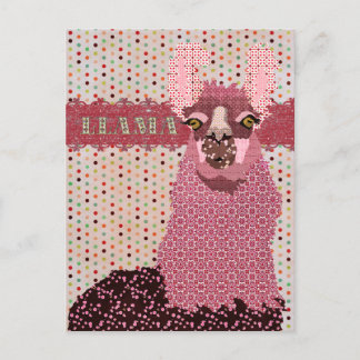 Cartão postal Llama Rosa Pokadot