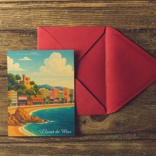 Cartão Postal Lloret de Mar Espanha Arte (Lloret de Mar Spain Vintage Travel Art Postcard)