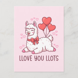 Cartão Postal Llove You Llots - Kawaii Llama Valentine