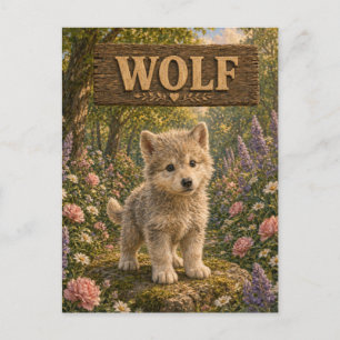 Cartão Postal Lobo Bebe Fofinho Livro de Histórias Berçário Anim
