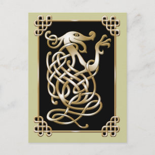 Cartão Postal Lobo Celta - Fundo Negro