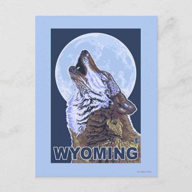 Cartão Postal Lobo cinzento HowlingWyoming (Frente)