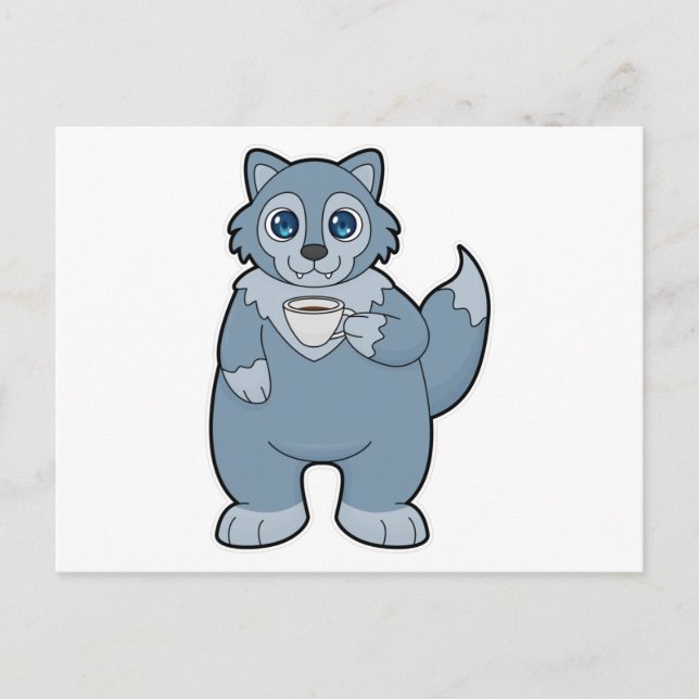 Cartão Postal Lobo com Taça de Café (Frente)