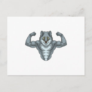 Cartão Postal Lobo como fisiculturista com grandes músculos