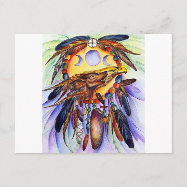 Cartão Postal Lobo da Liberdade e Espíritos da Águia Unem-se (Frente)