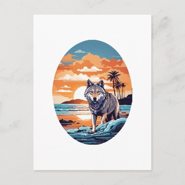 Cartão Postal Lobo na Praia (Frente)