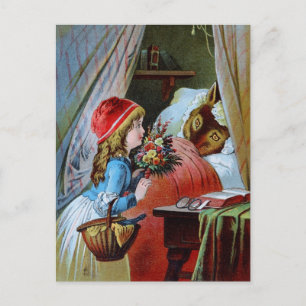 Cartão Postal Lobo na vovó cama