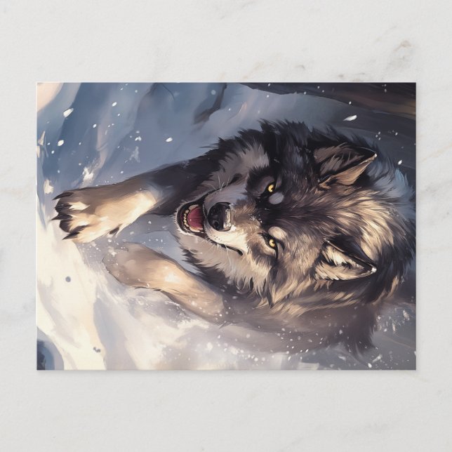Cartão Postal Lobo no inverno (Frente)