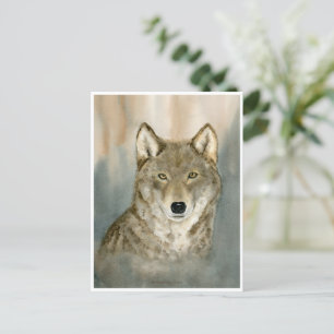 Cartão Postal Lobo no Mist Woatercolor