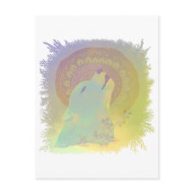 Lobo Uivando e Planta de Mandala Quadro de Galhos