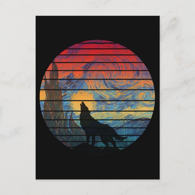CARTÃO POSTAL LOBO UIVANDO ESTILO ABSTRATO (Frente)