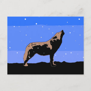 Cartão Postal Lobo Uivando no Inverno - Arte Original da Vida Se