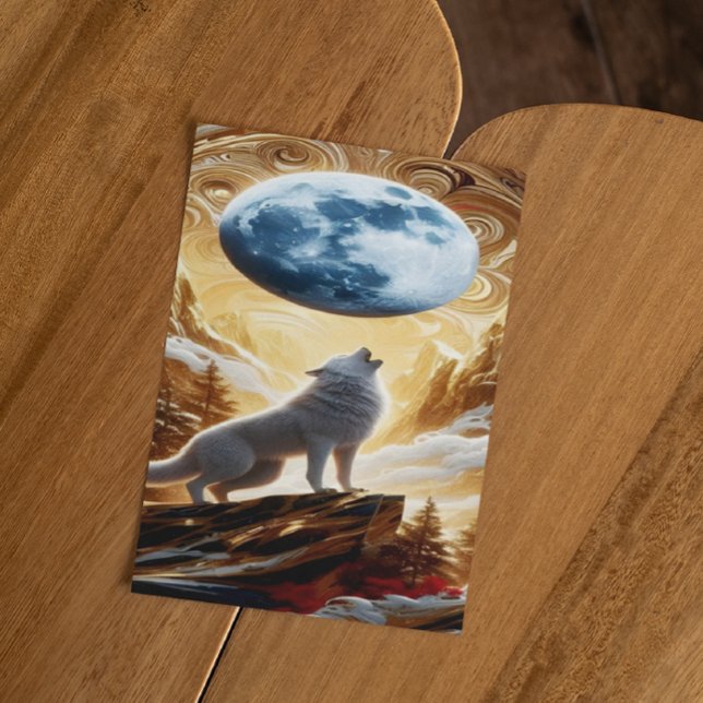 Cartão Postal Lobo Uivando Sob a Lua (Criador carregado)