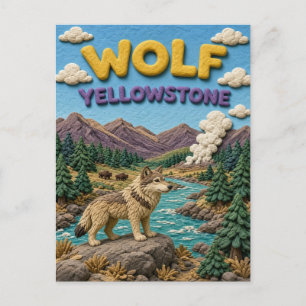 Cartão Postal Lobo Vale do Yellowstone Moderno KlayKoo