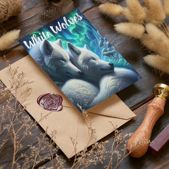 Cartão Postal Lobos Brancos Majestosos Descansando (Criador carregado)