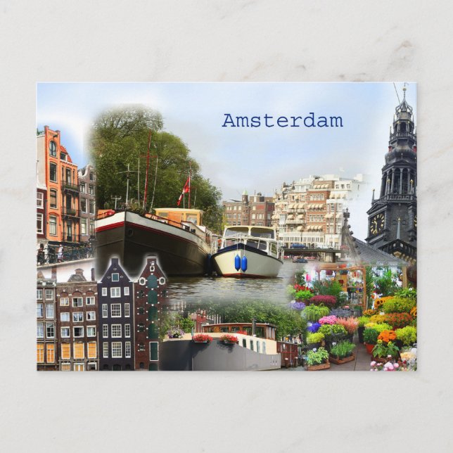 Cartão Postal Locais turísticos de Amsterdã (Frente)