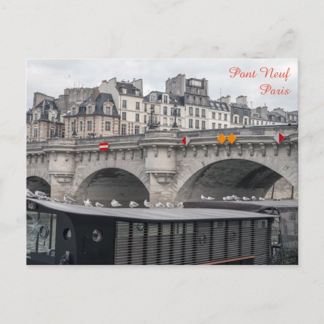 Cartão Postal Local próximo de Pont Neuf - Paris, França (Frente)