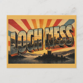 Cartão Postal Loch Ness Escócia Arte de Viagem Vintage