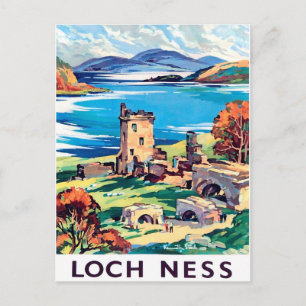 Cartão Postal Loch Ness, Escócia, viagem vintage