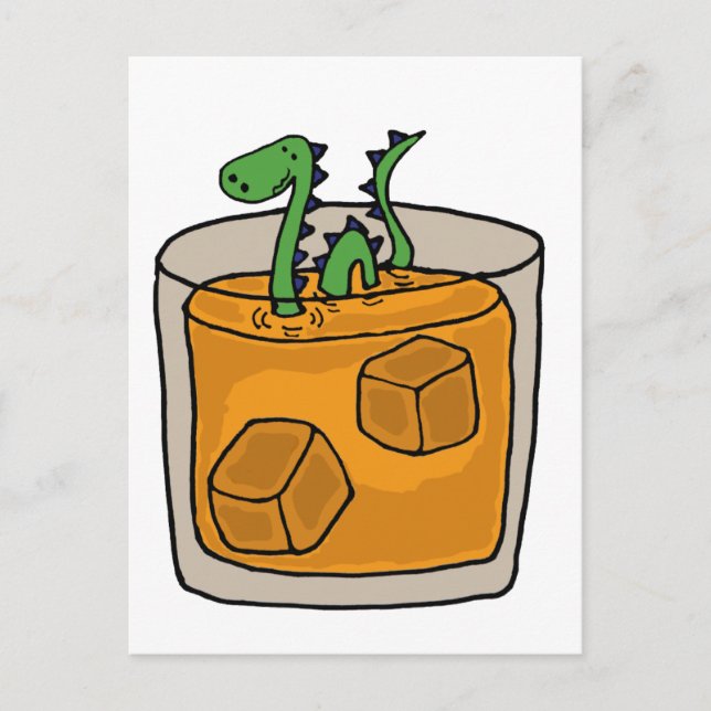 Cartão Postal Lock Ness Monster em Scotch Whiskey Glass (Frente)
