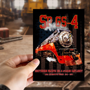 Cartão Postal Locomotiva a Vapor Clássica Southern Pacific GS-4