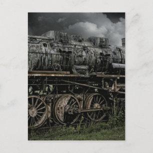 Cartão Postal locomotiva a vapor trem via férrea ferrovia
