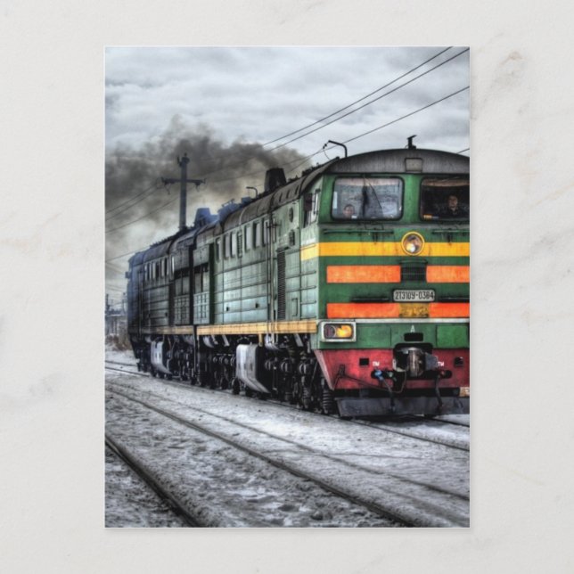 Cartão Postal Locomotiva de Comboio Rússia (Frente)