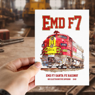 Cartão Postal Locomotiva diesel EMD F7 Santa Fe Warbonnet.