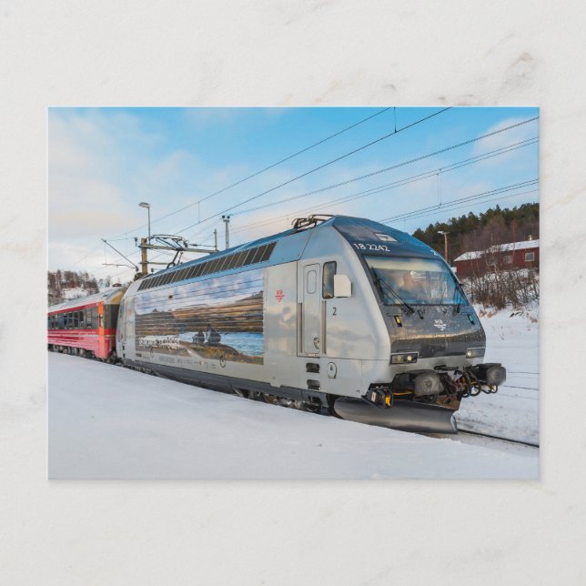 Cartão Postal Locomotiva elétrica NSB El. 18 2242 em Dombaas (Frente)