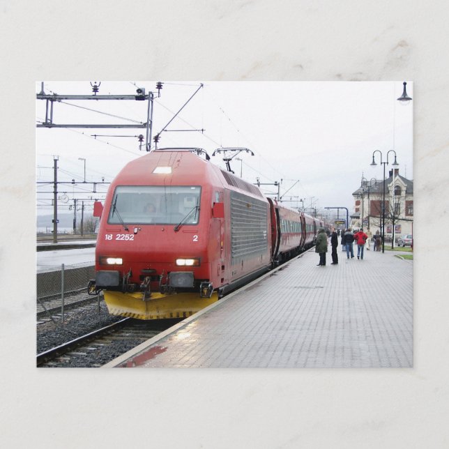 Cartão Postal Locomotiva elétrica NSB EL 18 em Lillehammer (Frente)