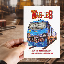 Cartão Postal Locomotiva WAG-12B. Caminho de ferro da Índia